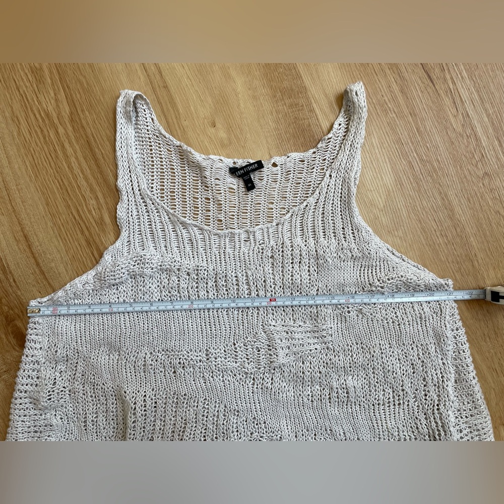 Eileen Fisher crochet knit tank top sleeveless sweater cream XL classic - Picture 6 of 7